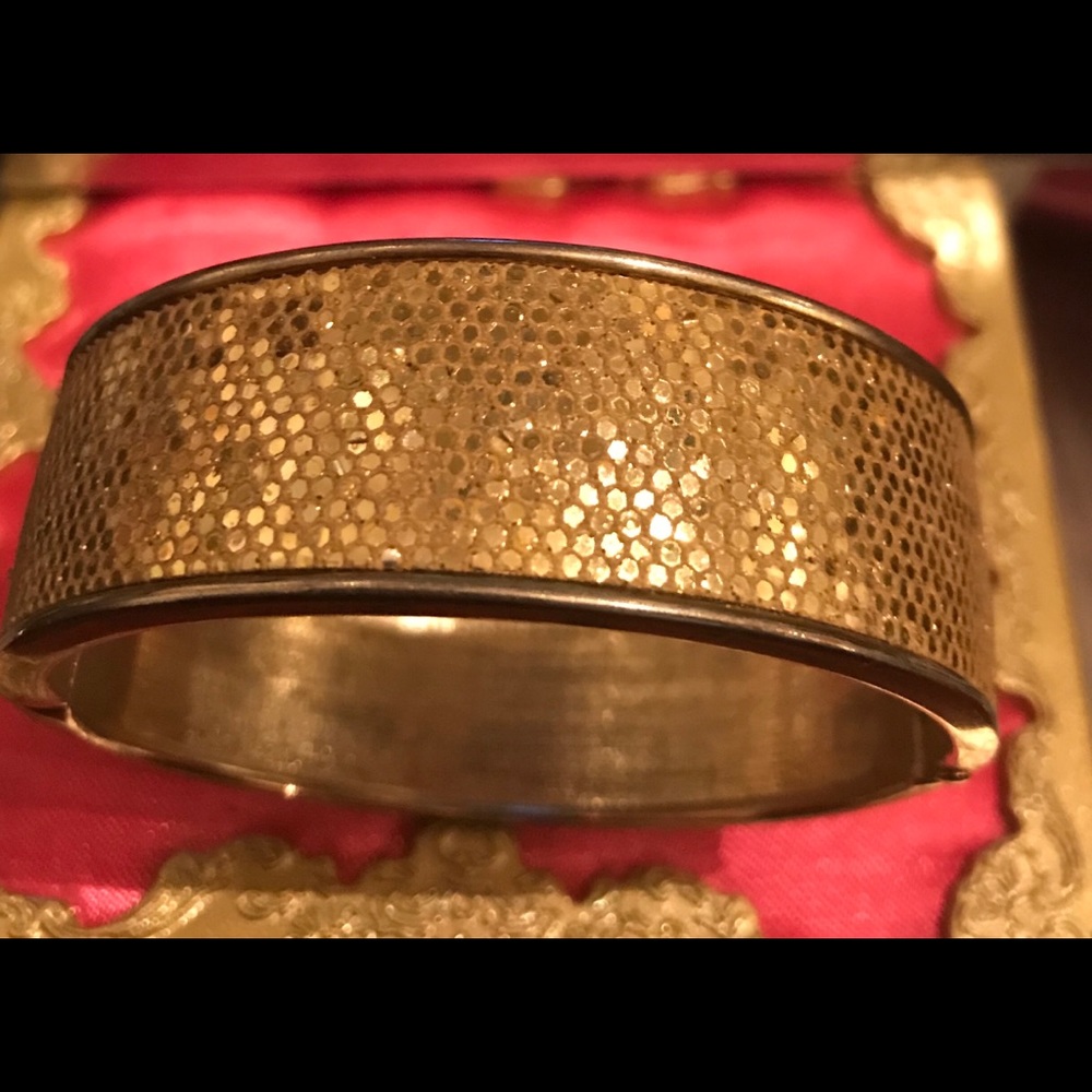 Gold mermaid sequin bangle bracelet Betsey Johnson fairy goth gypsy glam doll